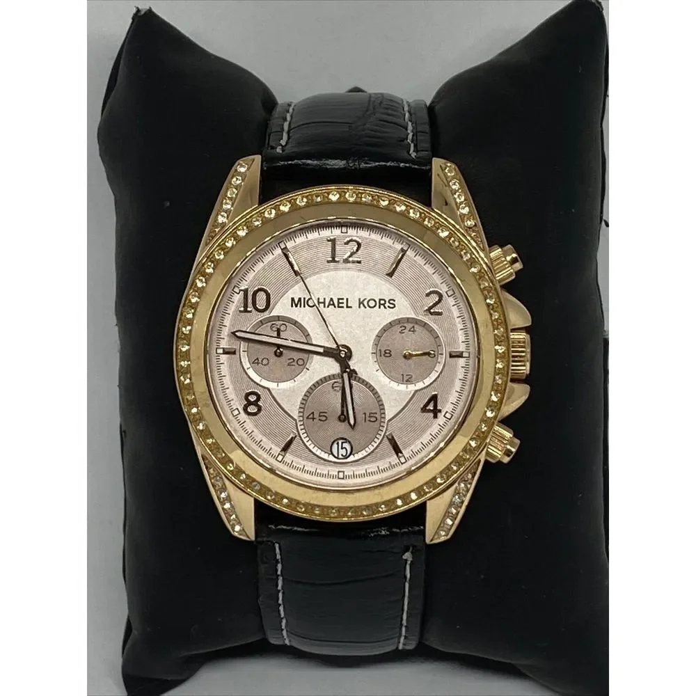 Michael Kors Blair MK5943 Women's Black Leather Analog Dial Quartz Watch WO324